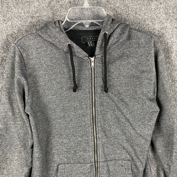 21 Men Hoodie Men's XS Full Zip Gray Cotton Blend Drawstring Extra Small - Picture 2 of 11